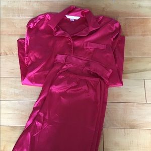 Red satin Victoria’s Secret pajamas